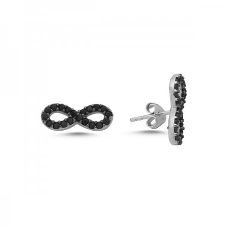 Cercei argint 925 rodiat cu simbolul infinit si zirconii negre- Infinite You ETU0019 [0]